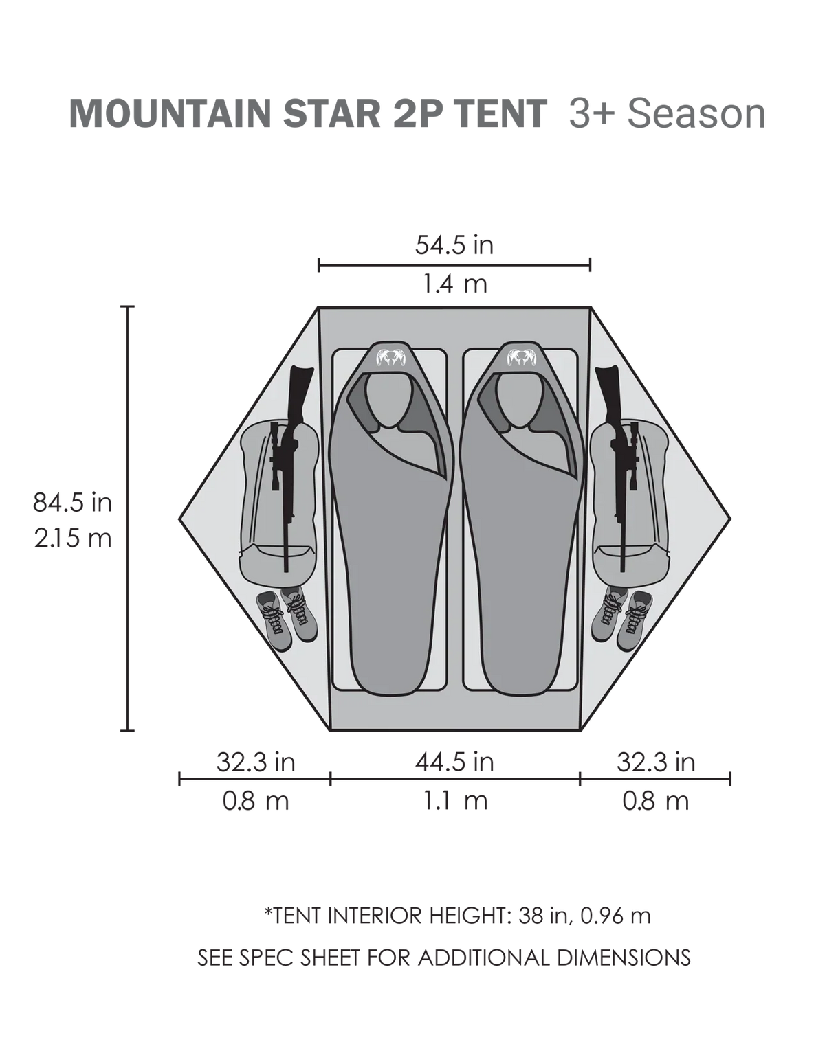 Mountain Star 2 Person Tent Set | Gunmetal-Orange